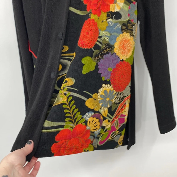 Draper & Damon's Asian Jacket Womens Size Small Black Floral Button Textured - Picture 3 of 9